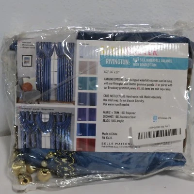 STYLEMASTER RIVINGTON FAUX 丝绸防水平衡带串珠饰边 36 X 37 COBALT — 第 1/2 张图片