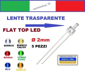 diodo led diametro 2 lente trasparente testa piatta flat top bianco o colorato - Foto 1 di 22