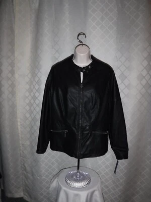 Длинный рукав полный молнии имитация кожи с подкладкой куртка 0 X APT.9 черный 2 молнии карманы - Изображение 1 из 4