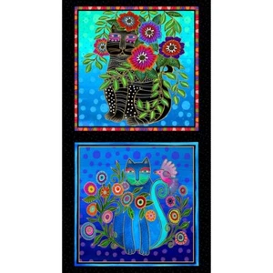 Laurel Burch Fantasticats 24" Pillow Panel Y4338-3M Black Gold Metallic NEW - Picture 1 of 3