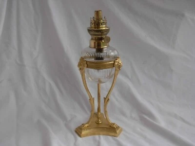 ANTIQUE FRENCH GILT BRONZE CUT CRYSTAL KEROZENE LAMP,EMPIRE STYLE,19th CENTURY. - Image 1 of 4