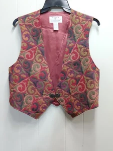 NOS Vintage Longhorn Women's western vest bold multicolored pattern (size M) NWT - Picture 1 of 8