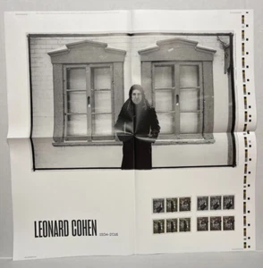 Leonard Cohen 2019 Uncut Press Sheet With 12 Stamps - LIMITED EDITION OF 2000 - Picture 1 of 6