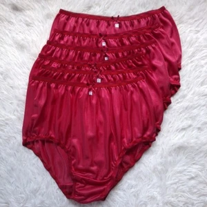 7 bragas de nailon rojas ropa interior calzoncillos suaves sedosos cintura completa 30"-36" talla L - Imagen 1 de 11