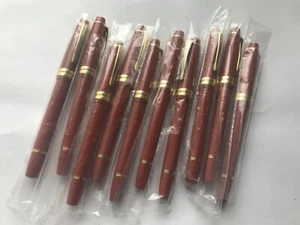 NEW CROSS BAILEY LIGHT ROLLERBALL PENS,JOB LOT x 10,BURNT ORANGE RESIN-GOLD TRIM - Picture 1 of 23