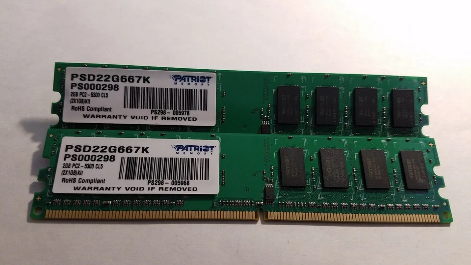 Patriot Signature 2GB Kit(2X1GB) PC2-5300 DDR2-667MHz nonECC Unbuffered CL5 240P - Image 1 of 1