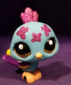 Littlest Pet Shop #2483 Pfauvogel blau lila rot glitzern braun gepunktete Augen - Bild 1 von 4