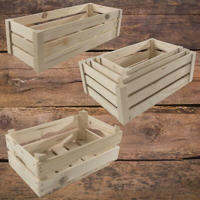 Selection of Plain Unfinished Decorative Veggie Crates Wooden Storage Boxes DIY - Image 1 of 3
