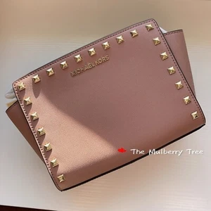 Bolso Bandolera Michael Kors MK Mediano Selma Mensajero Rosa Polvorienta $248 - Imagen 1 de 9