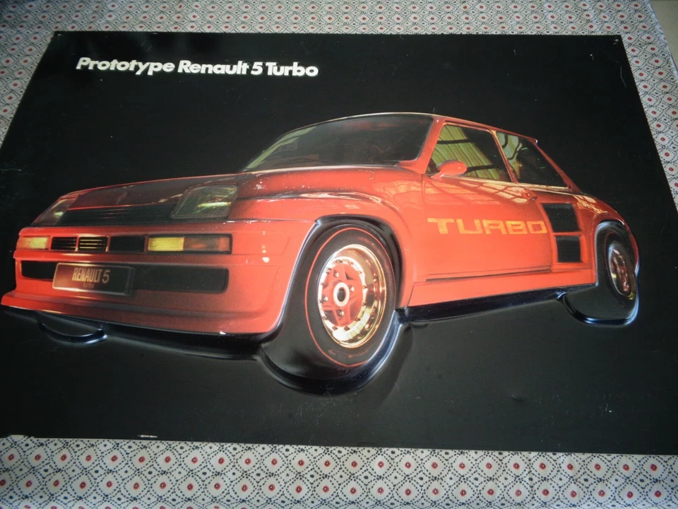 TRES RARE SERIGRAPHIE D'EPOQUE PLASTIQUE RELIEF RENAULT 5 TURBO Michel CLOLUS R5 - Photo 1/4