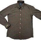 Wool & Prince Shirt Mens Medium Plaid Slim Button Long Sleeve 100% Wool