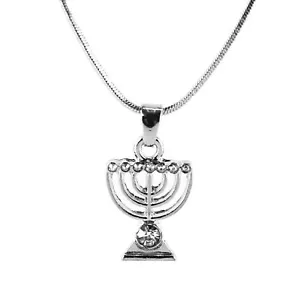 Collar Candelabro Blanco Judío Israel Hanukkah MENORÁ Cabalá Judaica - Imagen 1 de 6