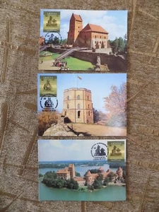 Set of 3 First day issue stamp stamped post card FDC Lithuania vintage postcards - Picture 1 of 6