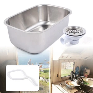 RV Caravan Camper Stainless Steel Hand Wash Basin Kitchen Rectangular Sink  - Picture 1 of 10