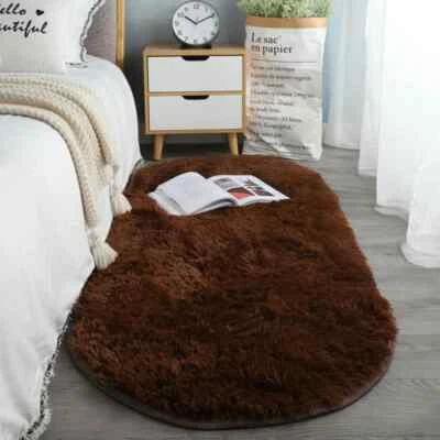 Oval Soft Plush Carpet for Living Room Bedroom Bedside Floor Mat Area Rugs Decor - Image 1 of 4