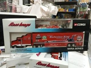 CORGI RACE NHRA SERIES BUDWEISER TRANSPORTER + DRAGSTER KENNY BERNSTEIN Mac Tool - Picture 1 of 4