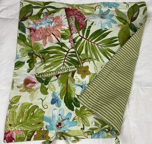 2 Rose Tree St Croix EURO Pillow Shams 26x26" Reversable Green Ticking Tropical - Picture 1 of 4