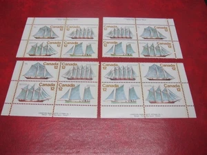 CANADAUNITRADE #744-47 12c SAILING VESSELS SET OF 4 INSCRIPTION BLOCK MNH - Picture 1 of 2