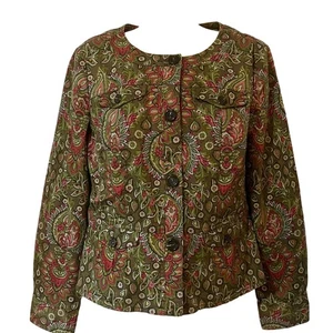 Charter Club Size M Green Paisley Print Button Front Jacket - Picture 1 of 8