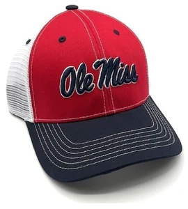 OLE MISS HAT MESH TRUCKER TWO TONE NCAA COLLEGE FOOTBALL TEAM LOGO NEW CAP - Picture 1 of 3