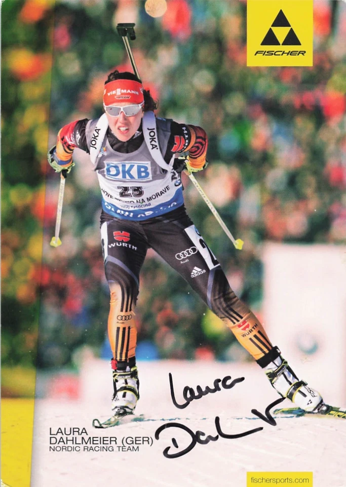 Laura Dahlmeier †, Originalautogramm, alte AK, Biathlon, 2-fache Olympiasiegerin - Bild 1 von 1
