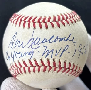 Don Newcombe Signed ONL Baseball “Cy Young-MVP-1956” Inscriptions (JSA Sticker) - Picture 1 of 9