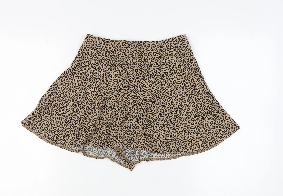 New Look Women's Beige Animal Print Culotte Shorts Size 8 - Image 1 of 4