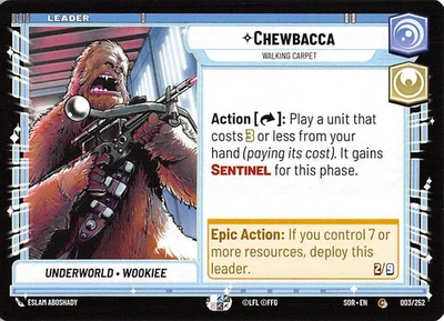 Chewbacca Walking Carpet 003/252 Spark of Rebellion Star Wars Unlimited 001749 - Image 1 of 2
