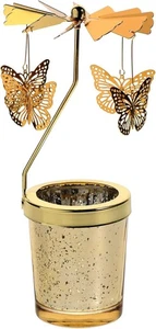 Candelabro giratorio Mariposa Tealight dorado decoración para el hogar y la boda 🦋 - Imagen 1 de 9