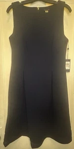 Tommy Hilfiger Size 12 Navy Sleeveless Logo-Zip Stripe Mesh Hemline Women Dress - Picture 1 of 17