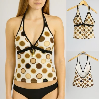 La Blanca by Rod Beattie Tankini Top Size 6 Halter Polka Dots Embellished EUC - Image 1 of 4