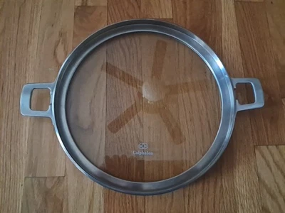 CALPHALON PREMIER Space Saving 10" Flat Glass Replacement Lid Stainless 2 Handl - Image 1 of 4
