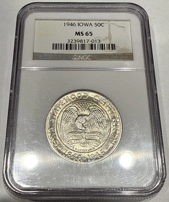 1946 Iowa Commemorative Half Dollar NGC MS65 Blast White - Image 1 of 4