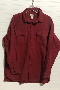 Camisa de trabajo informal con botones de tela gamuza vino tinto LL Bean XLT - Imagen 1 de 11