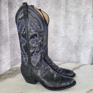 Mercedes Vollschaft Strauß Western Cowboystiefel Herren US Größe 9 D schwarz - Bild 1 von 20