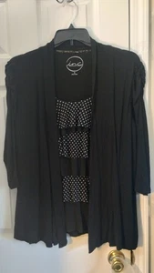 INC schwarze 3/4 Arm Cardigan Bluse mit integrierten Tupfen Tanktop, Gr. XL - Bild 1 von 11