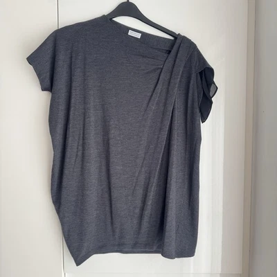 Brunello Cucinelli Grey Top Size M Draped Silk wool short sleeved Made in Italy — 第 1/4 张图片