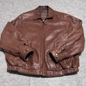 Vintage Lammfell Lederjacke Couture von J. Park Brown Full Zip Lined Herren Gr. L - Bild 1 von 15