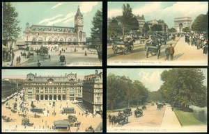 4 POSTCARDS - PARIS, FRANCE STREET SCENES - Picture 1 of 1
