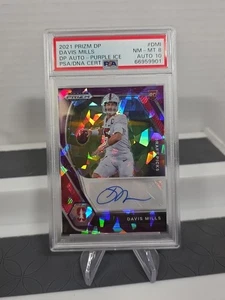 Davis Mills Prizm Draft RC Auto 2021 Purple Cracked Ice /99 Texans PSA 8 Auto 10 - Bild 1 von 3