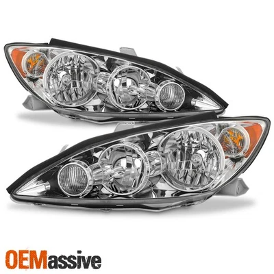 For 2005 2006 Toyota Camry Sedan Halogen Type Chrome Headlights Pair Left+Right - Image 1 of 4