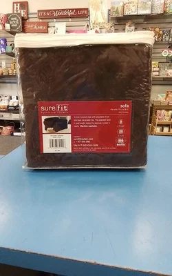 Sure Fit Soft Faux Suede Loveseat Slipcover Chocolate Brown Washable - Image 1 of 4