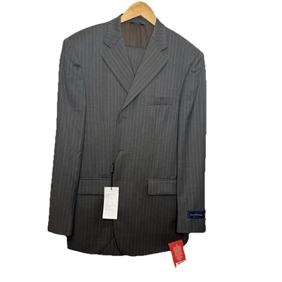 Traje Ermenegildo Zegna 3 Botones 2 Piezas Lana Seda Gris Azul Rayas 42R Nuevo con Etiquetas Foto 1 de 4