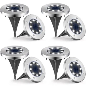 8 Pack Solar Ground Lights, Outdoor Waterproof Garden Light Decor, Disk Solar... - Picture 1 of 8