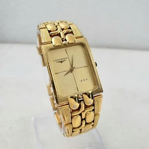 RARE VINTAGE LONGINES QWR MZ5742 1500 TANK QUARTZ SWISS GOLD TONE WATCH  - Picture 1 of 11