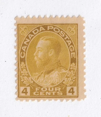MATT'S STAMPS CANADA SCOTT #110 KING GEORGE V 4-CENT ISSUE OF 1922, MH CV$47.50 - Image 1 of 3