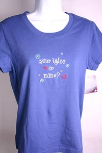 DAMEN SCHLAFSHIRT BLAU SAGT DEIN IGLU ODER MEIN EXTRA SMALL NEU MIT ETIKETT - Bild 1 von 1
