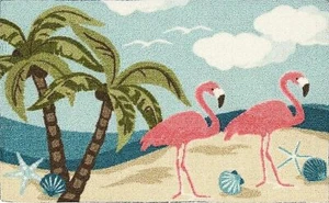 HEAVY DUTY KITCHEN ACCENT RUG (nonskid) (20"x32") 2 FLAMINGOS & BEACH, Enhance - Picture 1 of 13