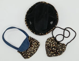 Build a Bear seltene schwarze Leopardenmütze Herz Handtasche und Denim Leopard Handtasche Vintage Posten - Bild 1 von 7
