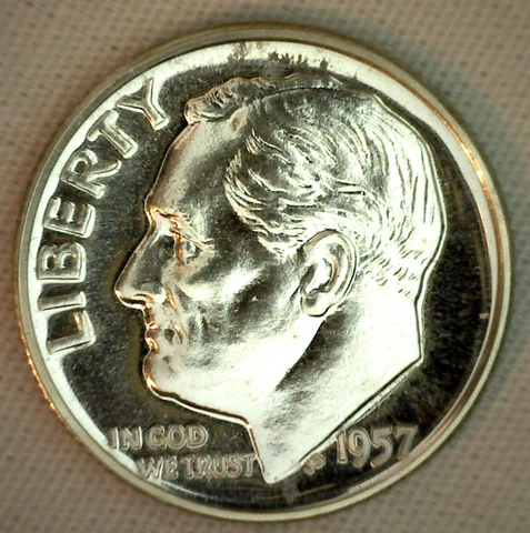 1957 Silver Proof Roosevelt Dime Ten-Cent Coin 10c United States 10 Cents Cover